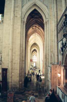 The long vaulted nave of Winchester Cathedral — Winchester, England (August 2000)