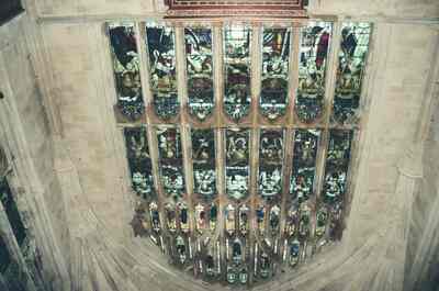 The great west window and front of Winchester Cathedral — Winchester, England (August 2000)