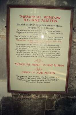 The black ledger stone of Jane Austen's grave — Winchester, England (August 2000)