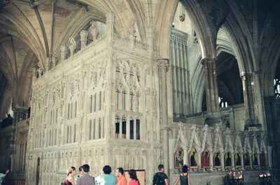 The ornate stone choir screen of the cathedral — Winchester, England (August 2000)
