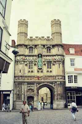 The ornate Christ Church Gate at Canterbury Cathedral — Canterbury, England (mid-August 2000)