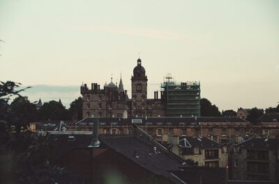 The turreted Old Town skyline at dusk — Edinburgh, Scotland (August 2000)
