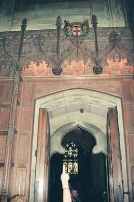 Carved canopied stalls inside the Thistle Chapel — Edinburgh, Scotland (August 2000)