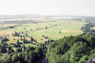 Forggensee and patchwork fields from a hilltop — Fussen, Germany (19-21 June 2000)