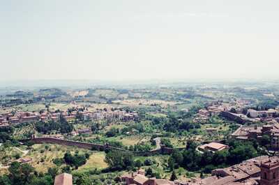 Panorama over Siena's walls into the hilly countryside — Siena, Italy (6-10 June 2000)