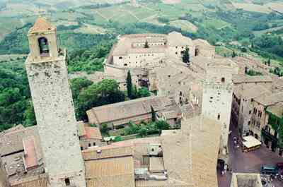 San Gimignano's medieval towers seen from above — San Gimignano, Italy (6-10 June 2000)