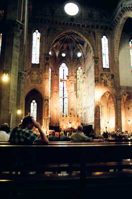 Stained glass and frescoed apse of Santa Croce — Florence, Italy (6-10 June 2000)