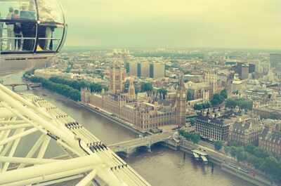 Westminster and Big Ben seen from the London Eye — London, England (August 2000)