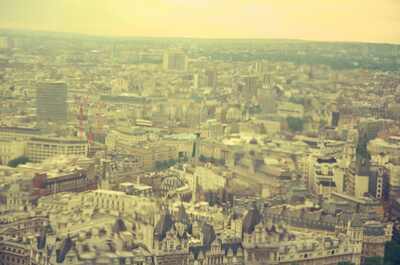 A hazy city skyline from the London Eye — London, England (August 2000)