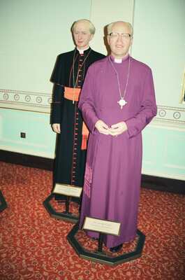 Waxworks of two robed archbishops at Madame Tussauds — London, England (20-25 July 2000)