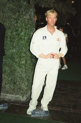 The waxwork of cricketer Shane Warne in whites — London, England (20-25 July 2000)