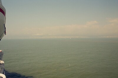 Calm open water during the Channel ferry crossing — In transit, in transit (13-20 July 2000)