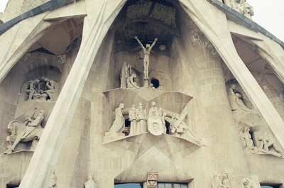 Crucifixion sculpture group on the Passion facade — Barcelona, Spain (13-20 July 2000)