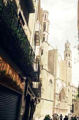Spires of the Cathedral rising into the clouds — Barcelona, Spain (13-20 July 2000)