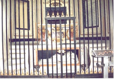St Sebastian's tomb chapel through its grille — Rome, Italy (20-25 May 2000)