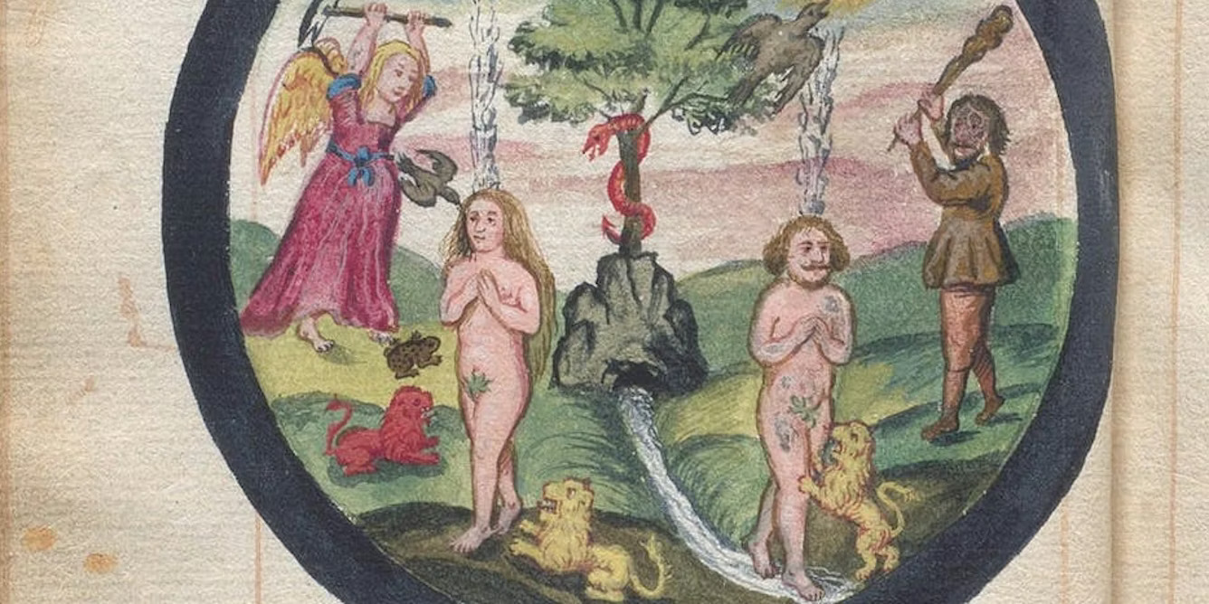 Hand-coloured alchemical illustration from the Dee notebook